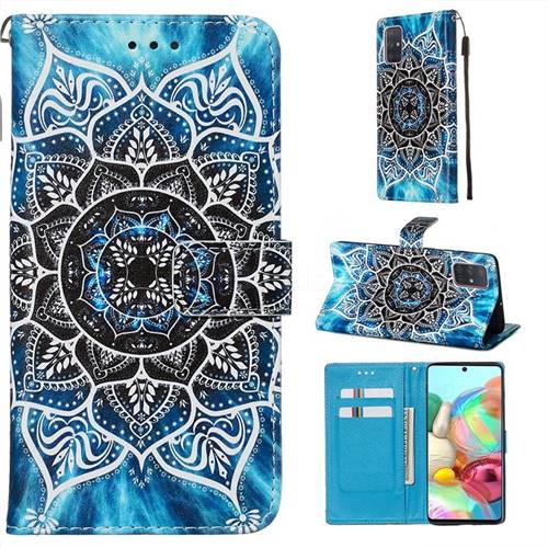 Underwater Mandala Matte Leather Wallet Phone Case for Samsung Galaxy A71 4G