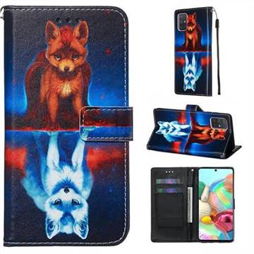 Water Fox Matte Leather Wallet Phone Case for Samsung Galaxy A71 4G
