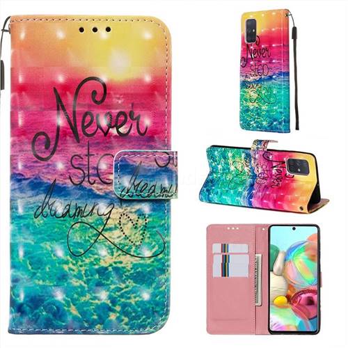 Colorful Dream Catcher 3D Painted Leather Wallet Case for Samsung Galaxy A71 4G