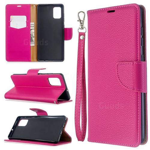 Classic Luxury Litchi Leather Phone Wallet Case for Samsung Galaxy A71 4G - Rose