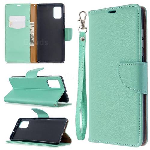 Classic Luxury Litchi Leather Phone Wallet Case for Samsung Galaxy A71 4G - Green