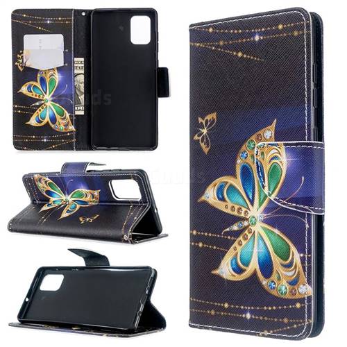 Golden Shining Butterfly Leather Wallet Case for Samsung Galaxy A71 4G