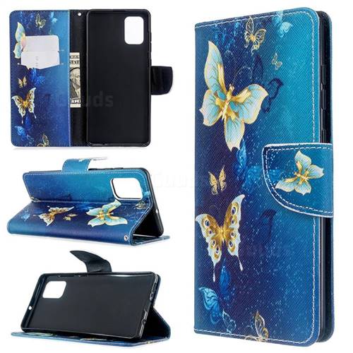Golden Butterflies Leather Wallet Case for Samsung Galaxy A71 4G
