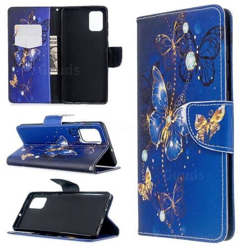 Purple Butterfly Leather Wallet Case for Samsung Galaxy A71 4G