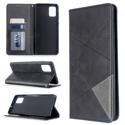 Prismatic Slim Magnetic Sucking Stitching Wallet Flip Cover for Samsung Galaxy A71 4G - Black