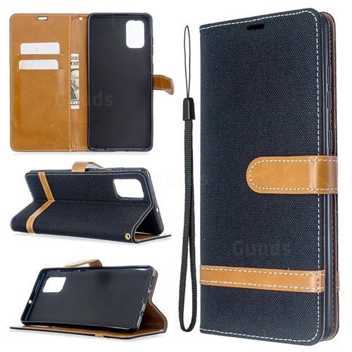 Jeans Cowboy Denim Leather Wallet Case for Samsung Galaxy A71 4G - Black