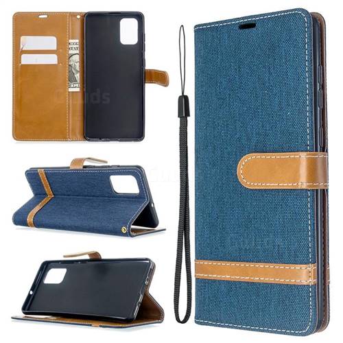 Jeans Cowboy Denim Leather Wallet Case for Samsung Galaxy A71 4G - Dark Blue