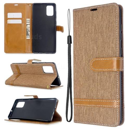 Jeans Cowboy Denim Leather Wallet Case for Samsung Galaxy A71 4G - Brown