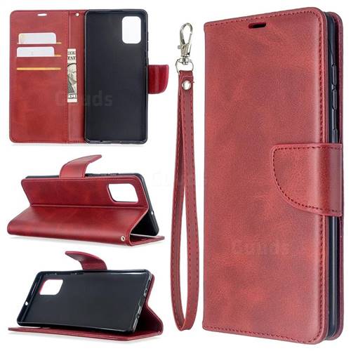Classic Sheepskin PU Leather Phone Wallet Case for Samsung Galaxy A71 4G - Red