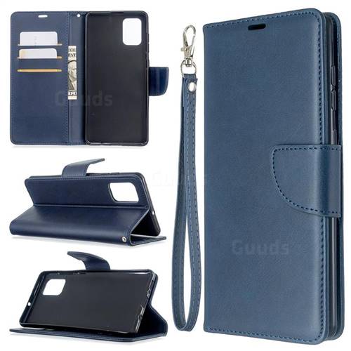 Classic Sheepskin PU Leather Phone Wallet Case for Samsung Galaxy A71 4G - Blue