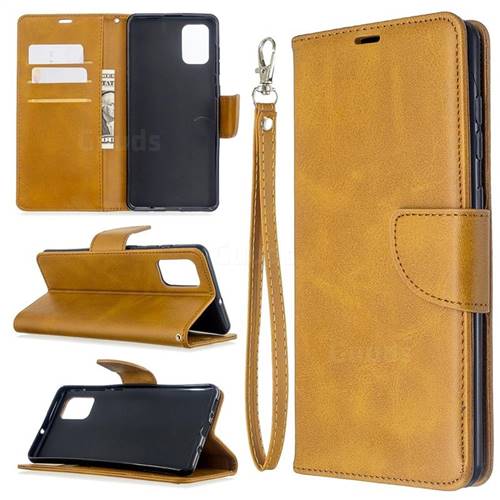 Classic Sheepskin PU Leather Phone Wallet Case for Samsung Galaxy A71 4G - Yellow