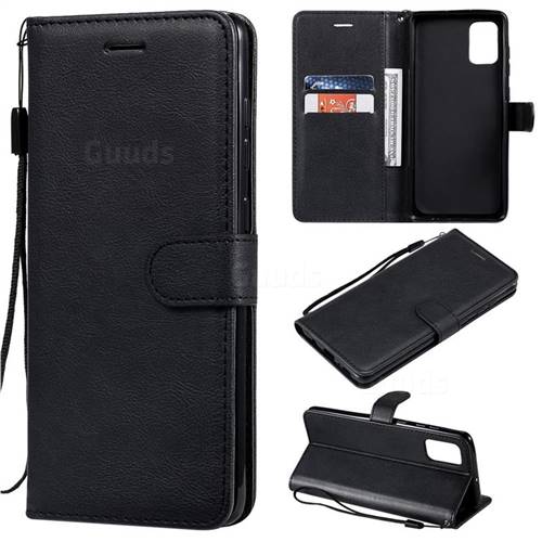 Retro Greek Classic Smooth PU Leather Wallet Phone Case for Samsung Galaxy A71 4G - Black