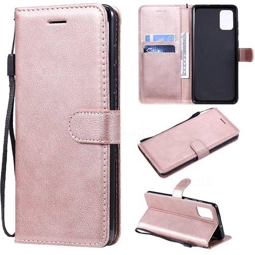 Retro Greek Classic Smooth PU Leather Wallet Phone Case for Samsung Galaxy A71 4G - Rose Gold
