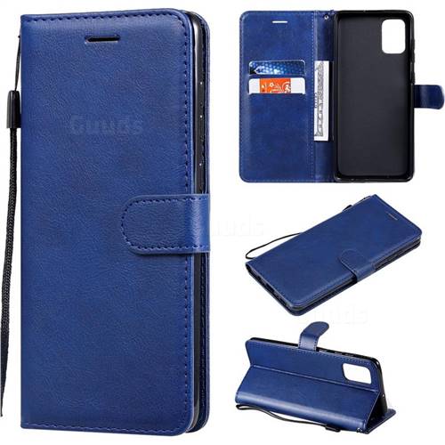 Retro Greek Classic Smooth PU Leather Wallet Phone Case for Samsung Galaxy A71 4G - Blue
