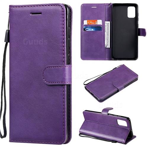 Retro Greek Classic Smooth PU Leather Wallet Phone Case for Samsung Galaxy A71 4G - Purple