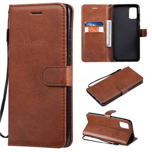 Retro Greek Classic Smooth PU Leather Wallet Phone Case for Samsung Galaxy A71 4G - Brown