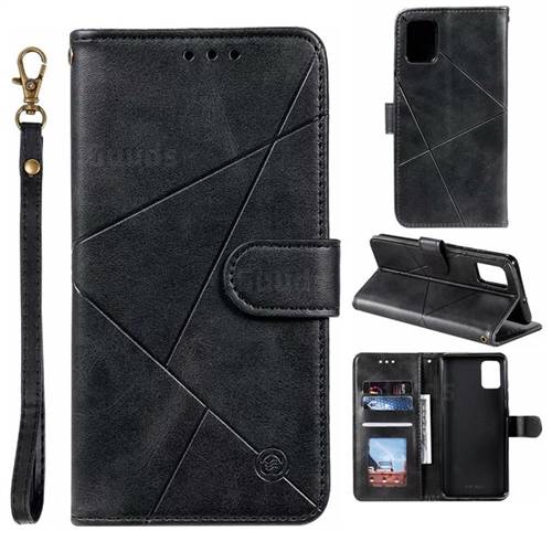 Embossing Geometric Leather Wallet Case for Samsung Galaxy A71 4G - Black