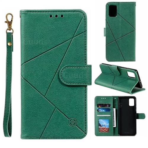 Embossing Geometric Leather Wallet Case for Samsung Galaxy A71 4G - Green