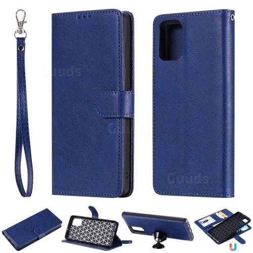 Retro Greek Detachable Magnetic PU Leather Wallet Phone Case for Samsung Galaxy A71 4G - Blue