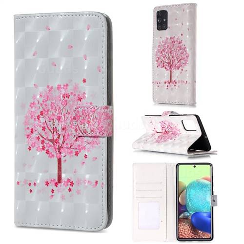 Sakura Flower Tree 3D Painted Leather Phone Wallet Case for Samsung Galaxy A71 4G