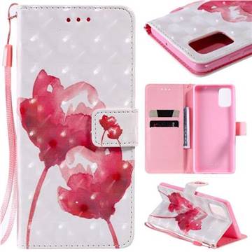 Red Rose 3D Painted Leather Wallet Case for Samsung Galaxy A71 4G