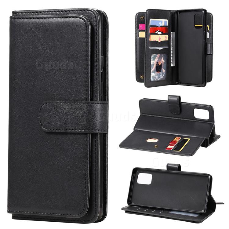 Multi-function Ten Card Slots and Photo Frame PU Leather Wallet Phone Case Cover for Samsung Galaxy A71 4G - Black