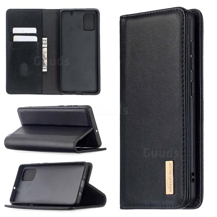 Binfen Color BF06 Luxury Classic Genuine Leather Detachable Magnet Holster Cover for Samsung Galaxy A71 4G - Black