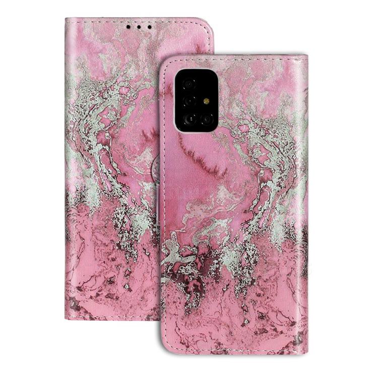 Glittering Rose Gold PU Leather Wallet Case for Samsung Galaxy A71 4G