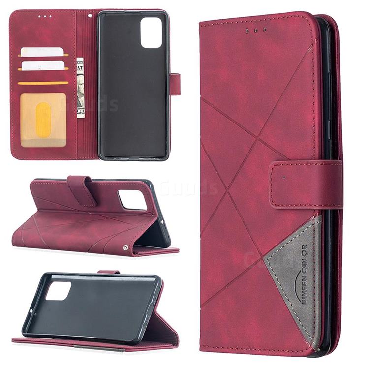 Binfen Color BF05 Prismatic Slim Wallet Flip Cover for Samsung Galaxy A71 4G - Red