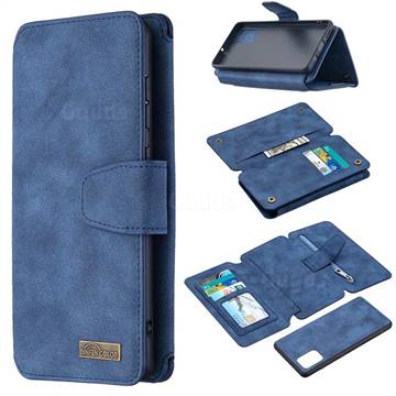 Binfen Color BF07 Frosted Zipper Bag Multifunction Leather Phone Wallet for Samsung Galaxy A71 4G - Blue