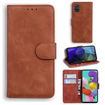 Retro Classic Skin Feel Leather Wallet Phone Case for Samsung Galaxy A71 4G - Brown