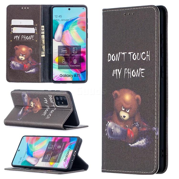 Chainsaw Bear Slim Magnetic Attraction Wallet Flip Cover for Samsung Galaxy A71 4G