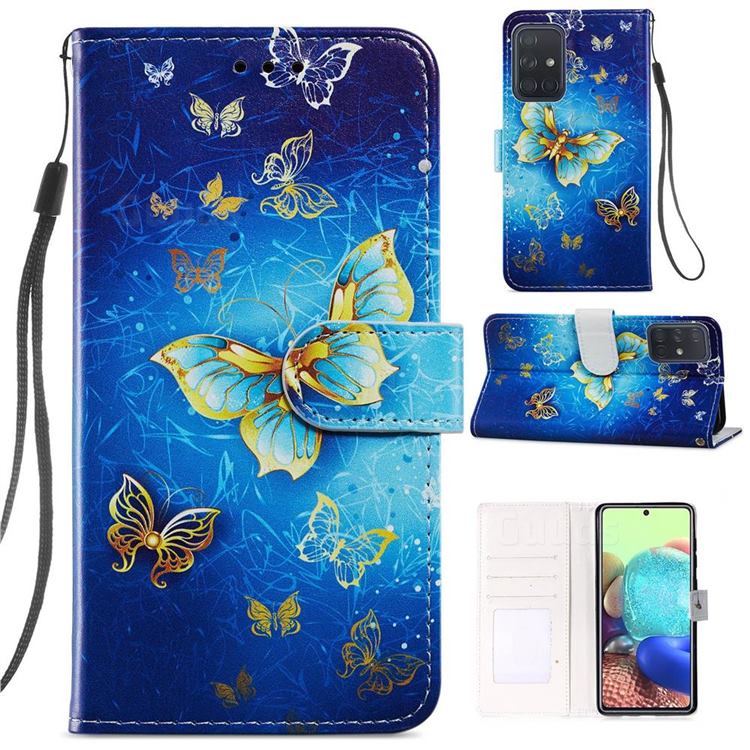 Phnom Penh Butterfly Smooth Leather Phone Wallet Case for Samsung Galaxy A71 4G