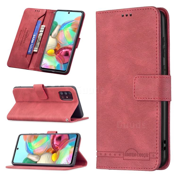 Binfen Color RFID Blocking Leather Wallet Case for Samsung Galaxy A71 4G - Red