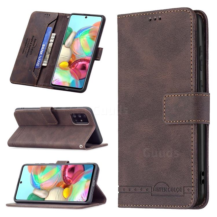 Binfen Color RFID Blocking Leather Wallet Case for Samsung Galaxy A71 4G - Brown