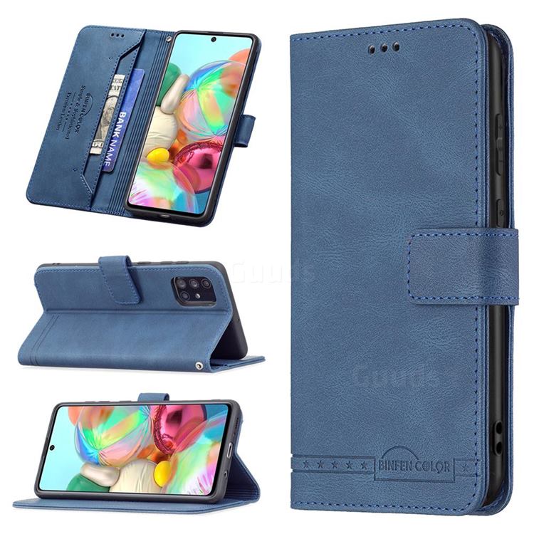 Binfen Color RFID Blocking Leather Wallet Case for Samsung Galaxy A71 4G - Blue