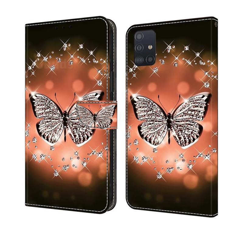 Crystal Butterfly Crystal PU Leather Protective Wallet Case Cover for Samsung Galaxy A71 4G