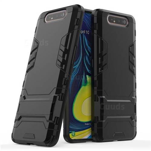 Armor Premium Tactical Grip Kickstand Shockproof Dual Layer Rugged Hard Cover for Samsung Galaxy A80 A90 - Black