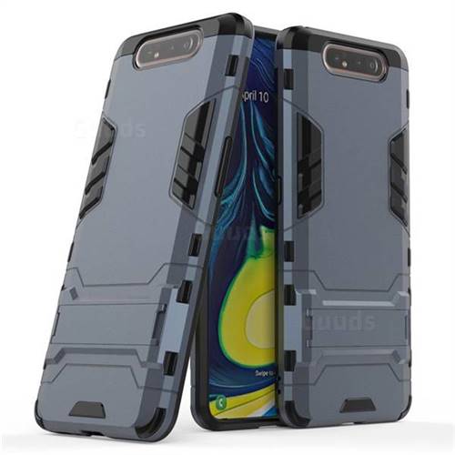 Armor Premium Tactical Grip Kickstand Shockproof Dual Layer Rugged Hard Cover for Samsung Galaxy A80 A90 - Navy