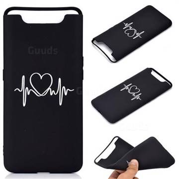 Heart Radio Wave Chalk Drawing Matte Black TPU Phone Cover for Samsung Galaxy A80 A90