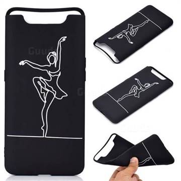 Dancer Chalk Drawing Matte Black TPU Phone Cover for Samsung Galaxy A80 A90