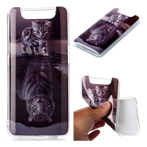Cat and Tiger Soft TPU Cell Phone Back Cover for Samsung Galaxy A80 A90