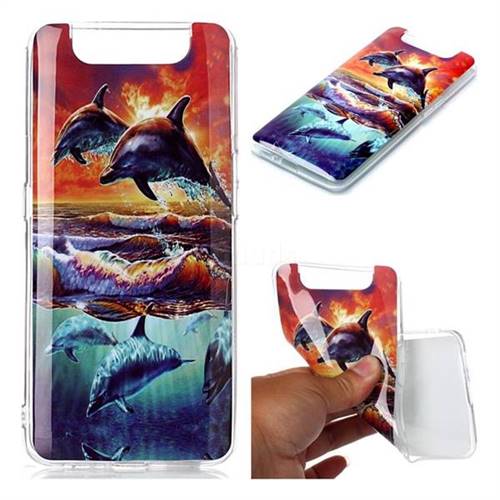Flying Dolphin Soft TPU Cell Phone Back Cover for Samsung Galaxy A80 A90