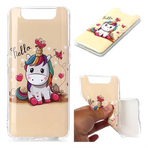 Hello Unicorn Soft TPU Cell Phone Back Cover for Samsung Galaxy A80 A90