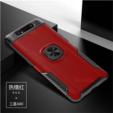 Knight Armor Anti Drop PC + Silicone Invisible Ring Holder Phone Cover for Samsung Galaxy A80 A90 - Red