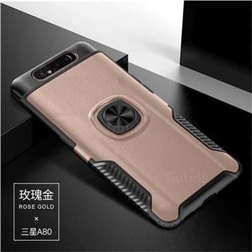 Knight Armor Anti Drop PC + Silicone Invisible Ring Holder Phone Cover for Samsung Galaxy A80 A90 - Rose Gold