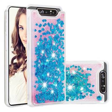 Dynamic Liquid Glitter Quicksand Sequins TPU Phone Case for Samsung Galaxy A80 A90 - Blue