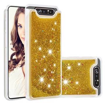 Dynamic Liquid Glitter Quicksand Sequins TPU Phone Case for Samsung Galaxy A80 A90 - Golden