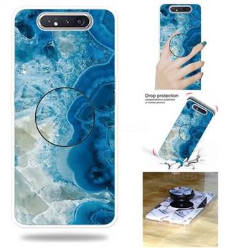 Sea Blue Marble Pop Stand Holder Varnish Phone Cover for Samsung Galaxy A80 A90