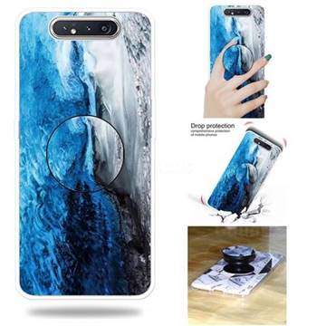 Dark Blue Marble Pop Stand Holder Varnish Phone Cover for Samsung Galaxy A80 A90